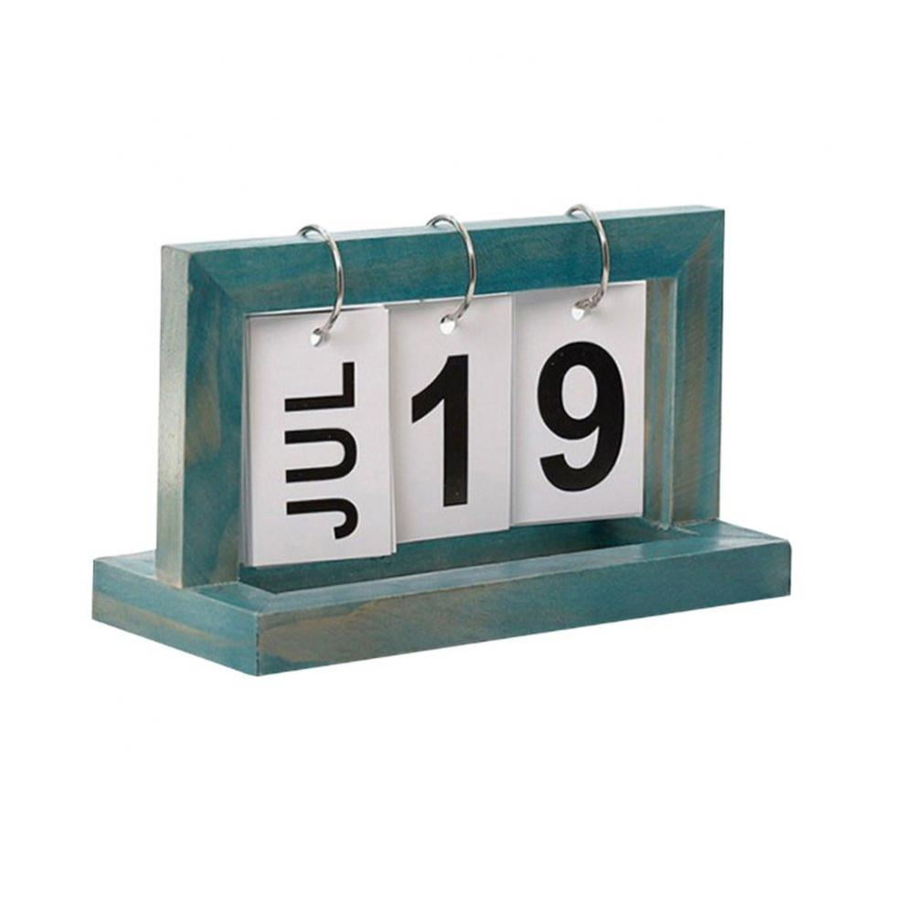Home Décor Vintage Wood Perpetual Calendar Picture Frame Table Desk