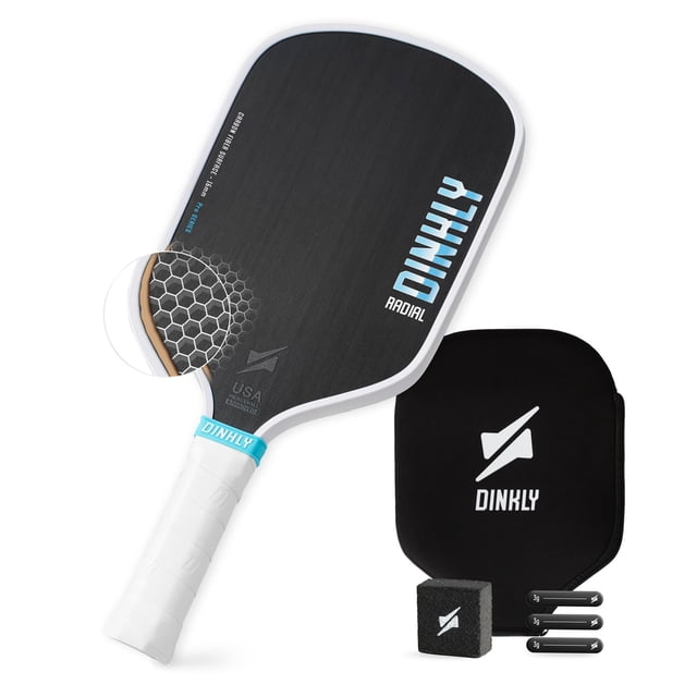 Raqueta deportiva Dinkly Radial Pro, pala de pickleball de fibra de carbono