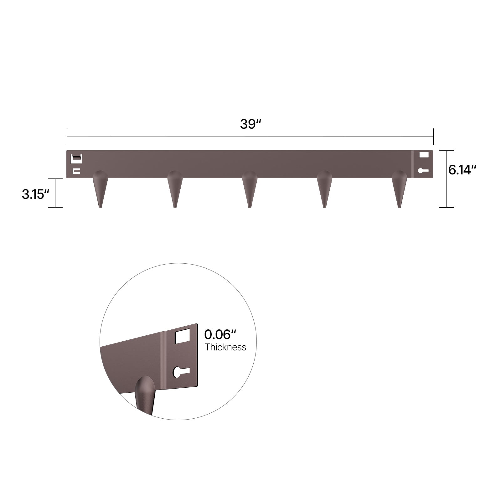 VEVOR Steel Landscape Edging, 5 Packs 39 x 3 in Rust-Resistant Metal Landscape Edging, Bendable Garden Edging Border, Heavy Duty Lawn Edging, Easy-to-Install, Flower Bed Yard Pathway Divider Brown