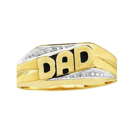 Saris and Things 10kt Yellow Gold Mens Round Diamond Dad Father Band Ring .01 (Best Thing To Clean Diamond Ring)