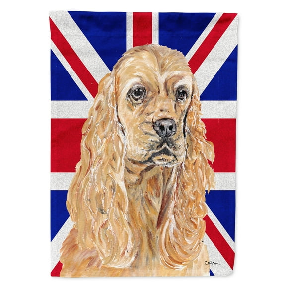 Buff Cocker Spaniel with English Union Jack British Flag Garden Flag