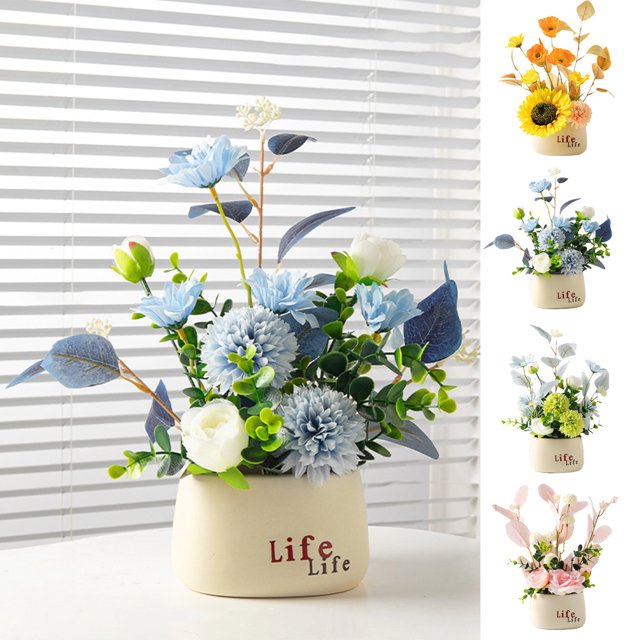 Cyber and Monday Deals! kkbbma Artificial Flowers Clearance Simulation Flower Set Ceramic Vase Simulation Plant Pot Home Decoration Fake Flower Pot Fake Flowers Artificial Flowers