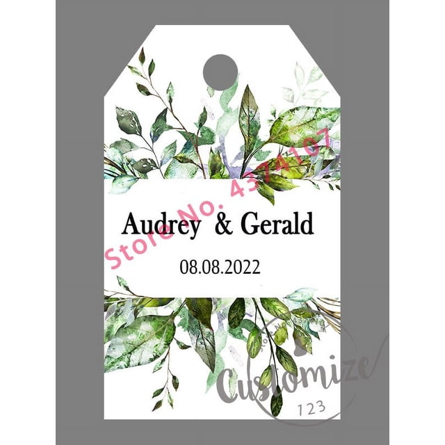 Etiquetas de boda personalizadas, etiquetas de favores de dulces, personalizadas, cumpleaños, bautismo, su foto-papel perlado, 3x5cm, 100 unids/set