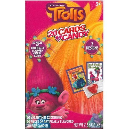 Trolls Valentine's Day Cards &amp; Candy, 20 ct - Walmart.com