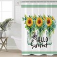 thumbnail image 2 of Small Stall Shower Curtain 48x72 Inch Narrow Half Size Hello Summer Bath Curtains Bathroom Decor Sunflowers Botanical Green Striped Waterproof Fabric Shower Curtain Set with Hooks 48 Inch, 2 of 6
