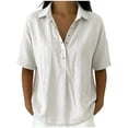 thumbnail image 2 of Womens Tops Short Sleeve Shirts Buttons V Neck Fashion Summer Outfits Plus Size Blouses Trendy Tee Shirts 2026 Vacation Fashion Clothes, 2 of 7