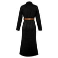 thumbnail image 5 of IWRICH Women's Suede Leather Dress Fall Long Sleeve Lapel Button Maxi Shirt Dress with Belt Black S, 5 of 5