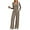 Mocha, variant on 2 Piece Scoop Neck Lounge Set Womens Wide Leg Pants Side Ruching Slightly Crop Top Sweatsuit Sets With Pockets