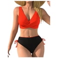 thumbnail image 1 of Traje de baño de 2 piezas para mujer, trajes de baño para mujer, mono deportivo de moda para mujer de color liso, traje de baño de surf deportivo, conjuntos de bikini de poliéster para mujer, 1 of 3