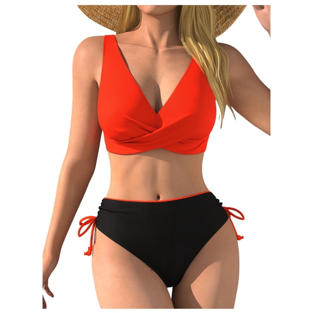 Traje de baño de 2 piezas para mujer, trajes de baño para mujer, mono deportivo de moda para mujer de color liso, traje de baño de surf deportivo, conjuntos de bikini de poliéster para mujer
