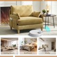 thumbnail image 4 of Yardi Yarda Foldable Sofa Bed, 3-in-1 Convertible Sleeper, Mid-Century Modern Decor Recliner with Three Pillows for Indoor, Yellow, 4 of 5