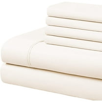 Olympic Queen Size 6 Piece Sheet Set,600TC, 100% Egyptian Cotton - 14" Deep Pocket Fitted Sheet - Ivory Solid.