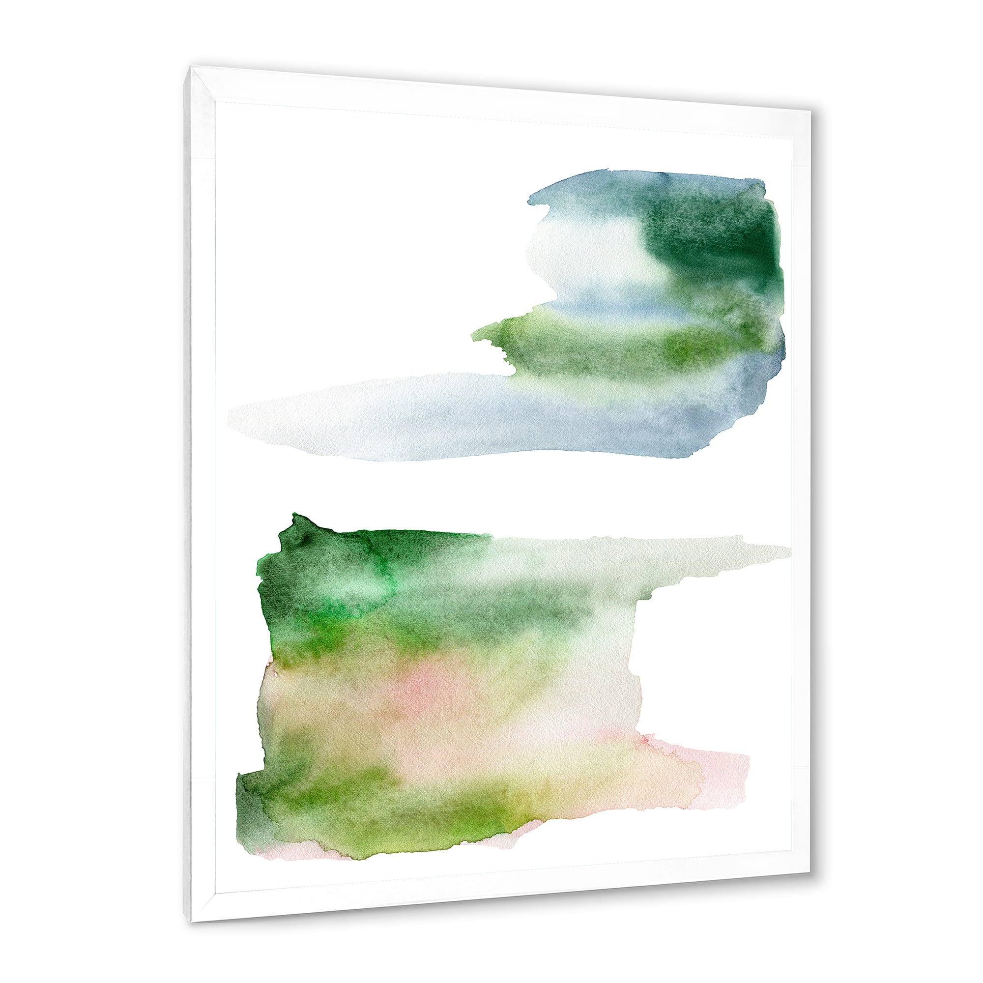 Designart 'Blue Green and Pink Spots Clouds' Modern Framed Art Print