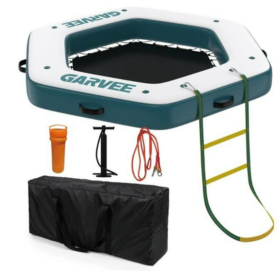 Studyset Inflatable Dock Floating Platform, 10FT/8FT Inflatable Water Hammock Floating Deck for Lake, Round Inflatable Water Mat Sunchill Float Ring, Pool Float Raft Lounger Island Platform Pad