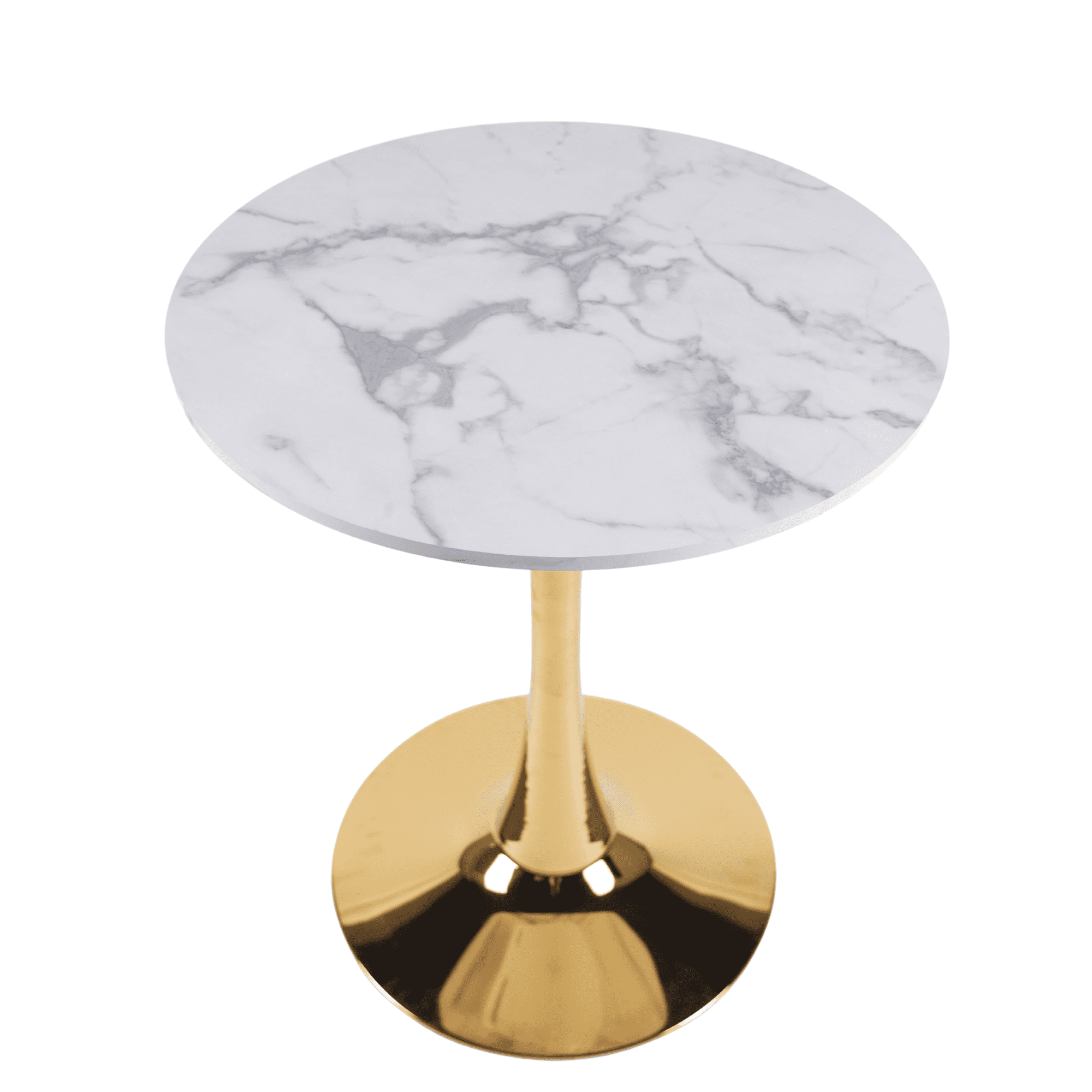 Euroco 23.6" Round Dinning Table for 2-4,Modern Kitchen Table with Metal Pedestal Base & Tulip Design for Dining, Tea & Lounge,White