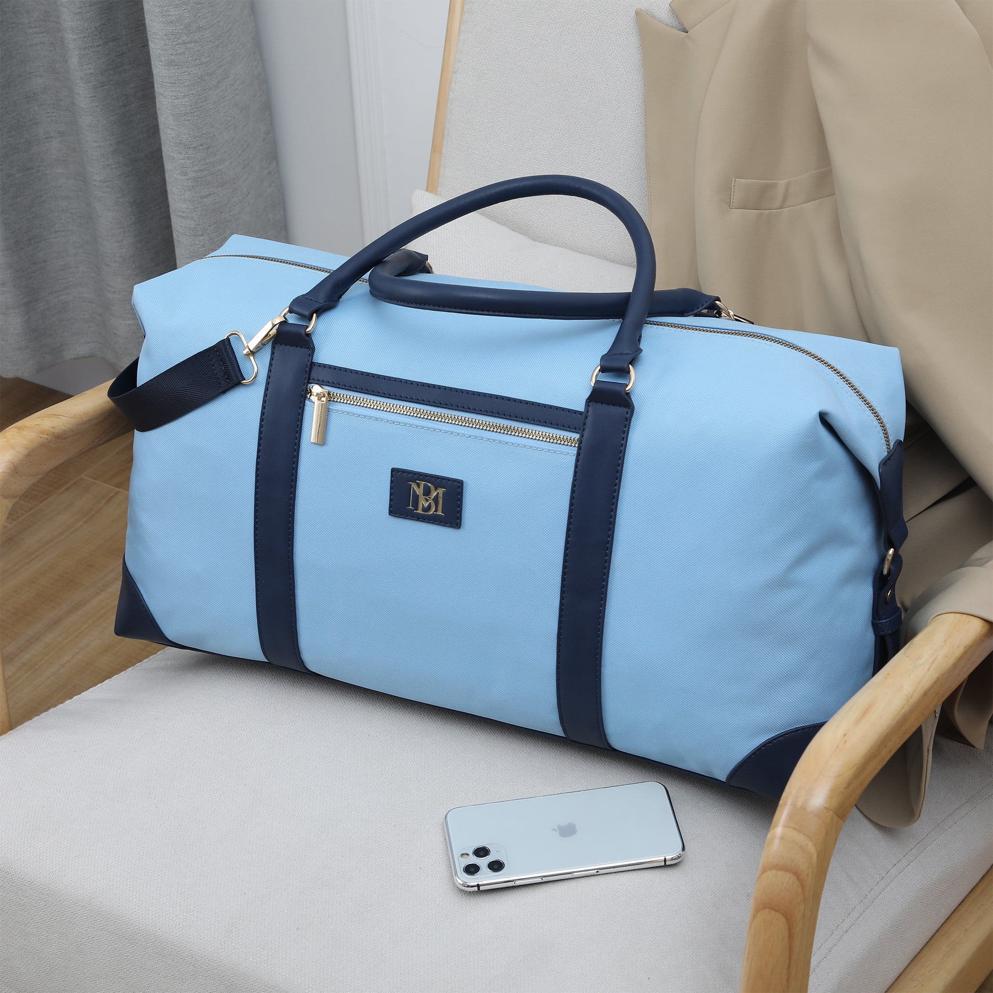 Mikayla Navy Blue Boho Weekender Tote Bag