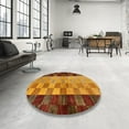 thumbnail image 4 of Ahgly Company Machine Washable Indoor Round Abstract Tomato Red Area Rugs, 3' Round, 4 of 7