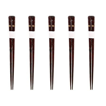 ifundom 5 Pairs/Box Solid Wood Cherry Blossom Chopsticks Sushi Snack Chopsticks Dishwasher-safe Chopsticks