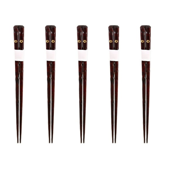 ifundom 5 Pairs/Box Solid Wood Cherry Blossom Chopsticks Sushi Snack Chopsticks Dishwasher-safe Chopsticks