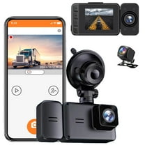 KQJQS 3 Channel Dash Cam Front and Rear Inside,4K Full UHD Dash Camera for Cars,Car Camera with IR Night Vision, 24 Hours Recording,Loop Recording, G-Sensor,Support 32 GB Max