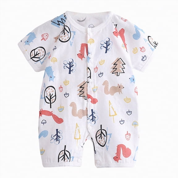UAYOTSE Summer Outfit Baby Girls Boys Cotton Linen Button Cartoon Dinosaur Floral Kimono Romper Jumpsuit Short Sleeve Playsuit Clothes,Sizes 12-18 Months