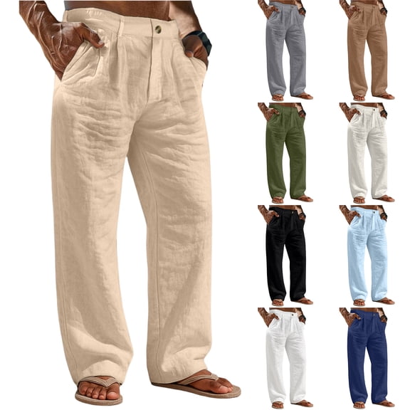 Men's Sports Casual Jogging Trousers, Lightweight Straight Leg Hiking Pants for Outdoor, Gym and Daily Wear,Army Green,L