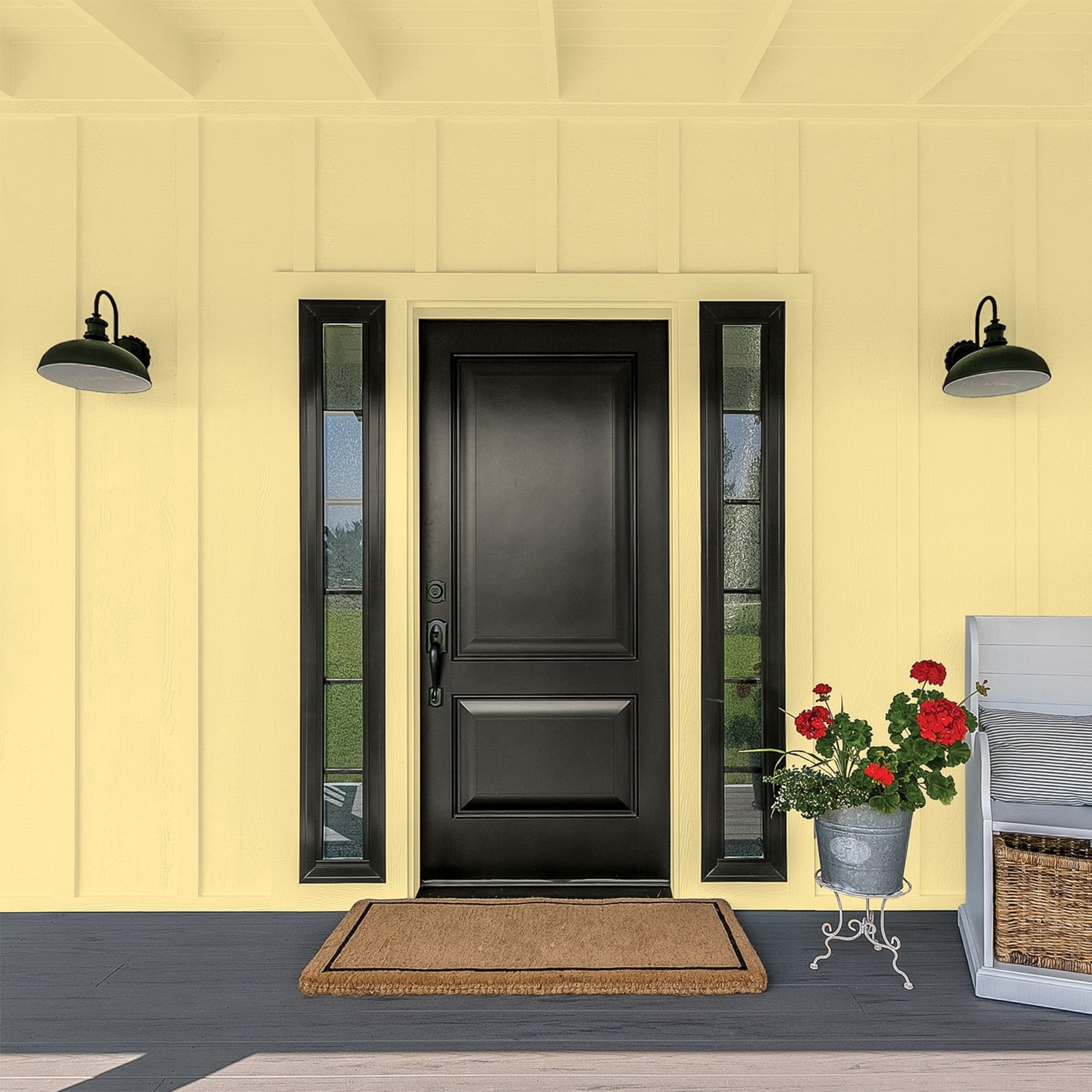 Glidden One Coat Wayward Wind / Yellow Flat Exterior Paint with Primer, 1 Gallon