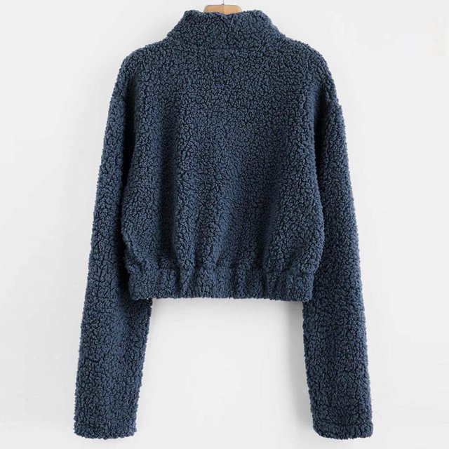 Sudadera Cálida De Moda Abrigo Corto De Manga Larga Para Mujer Con Bolsillo Grande Likrtyny Mujer