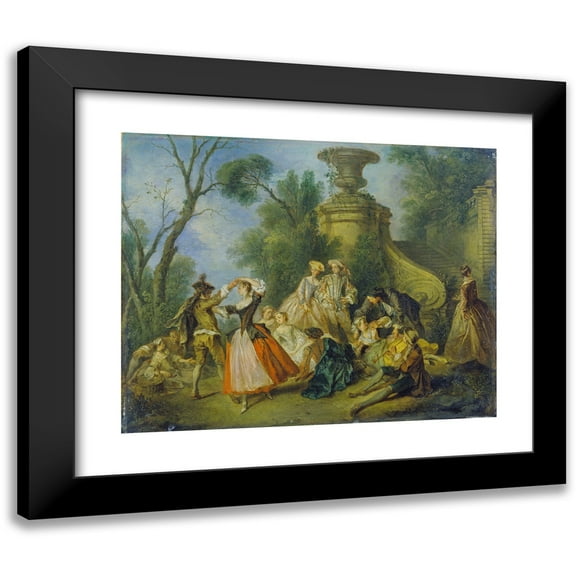 Nicolas Lancret 14x12 Black Modern Framed Museum Art Print Titled - Pastoral Revels (1738)