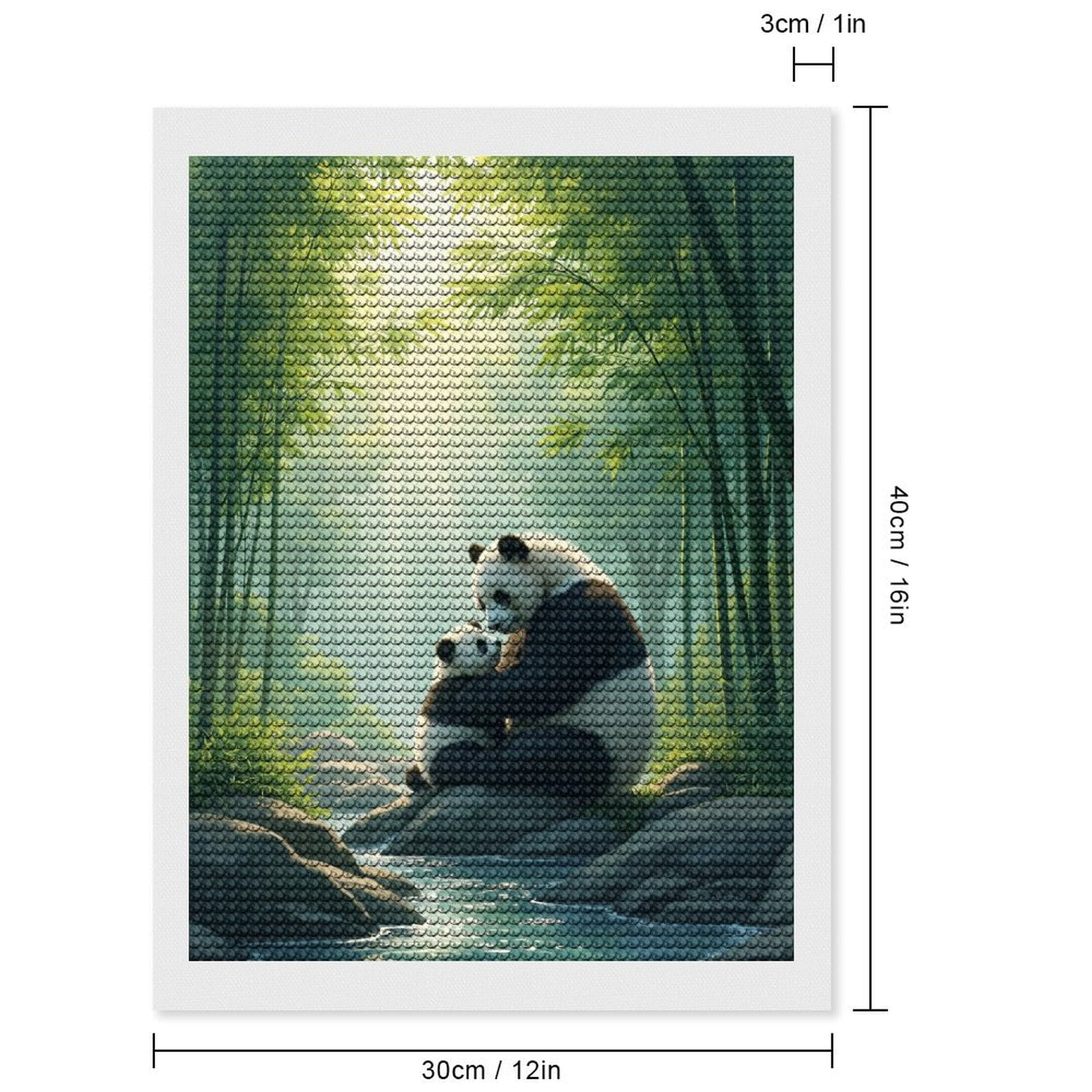 Diamond Art Kits for Adults, Panda Mother Cub Forest Stream 5D Diamond Painting Kits for Adults Beginners, DIY Full Drill Diamond Painting, Gem Art and Crafts 12x16