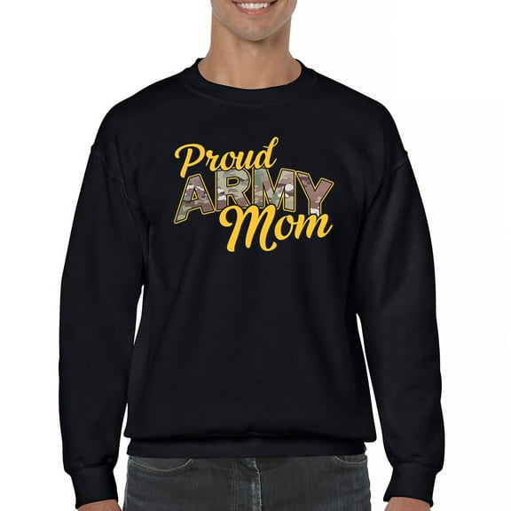 Proud Army Mom Sweatshirt US Military Family Pride Veteran Patriotic Armed Forces Mother's Day Licensed Crewneck
