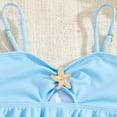 thumbnail image 6 of Ticikt Girl's 2 Piece Tankini Swimsuit with Metal Decoration Textured Twist Front Ruched Ruffle Bikini Set Bathing Suits,Color:Sky Blue,Size:4-5 Years, 6 of 8