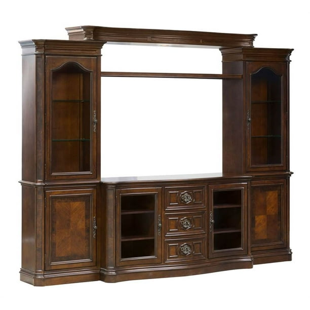 Entertainment Center with Piers in Cherry Finish