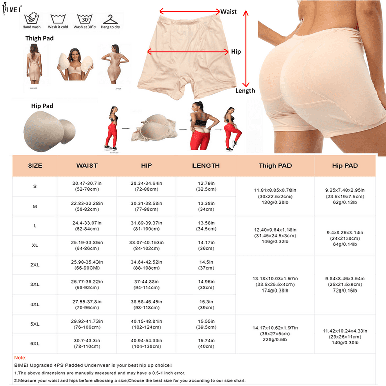 BIMEI One-piece Sponge Butt Lifter Padded Panties Women's Briefs Hip  Enhanced Underwear,Beige,5XL