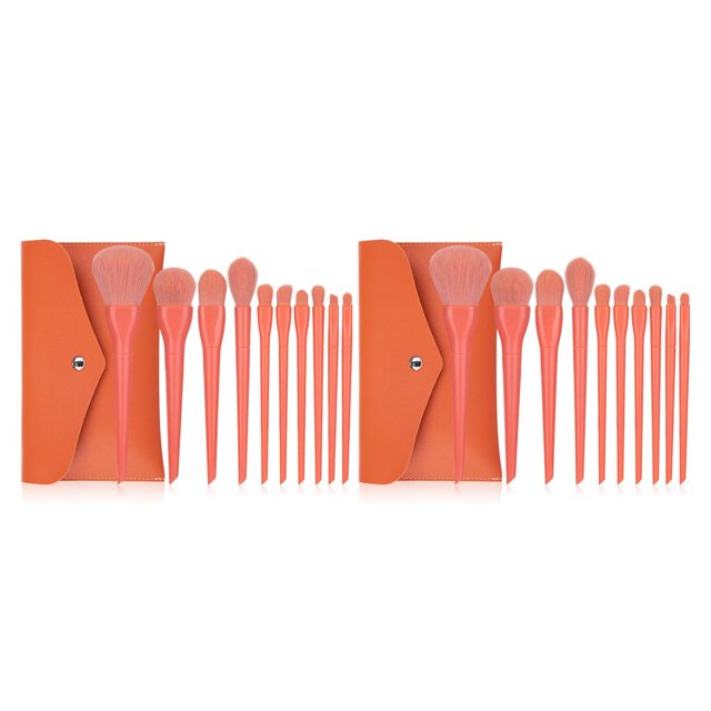 Soidarity 10 brochas de maquillaje de belleza con mango largo en polvo cosméticos salones naranja Naranja 2piezas Soidarity CBP273401