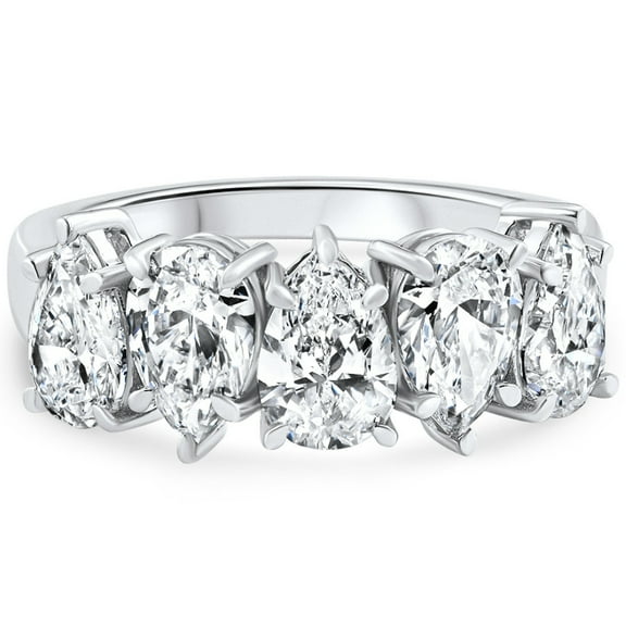 Pompeii 2 - 6 Ct Pear Diamond 5-Stone Wedding Ring 14k Gold Lab Grown (F/G,VS1-VS2)