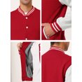 thumbnail image 5 of Chaqueta de béisbol Varsity para hombre, bloque de color, uniforme escolar, chaquetas de bombardero Letterman, rojo medio, gris Unique Bargains Chaqueta, 5 of 5