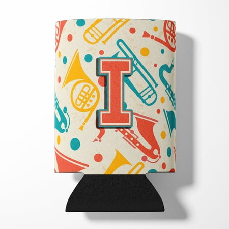 

Caroline s Treasures CJ2001-ICC Letter I Retro Teal Orange Musical Instruments Initial Can or Bottle Hugger Can Hugger