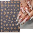 thumbnail image 4 of Pegatina de uñas de copo de nieve con purpurina dorada 3D, suéter blanco reflectante de invierno, Estrella bailarina, árbol de Navidad, lámina de aluminio, puntas de calcomanía de Año Nuevo, 4 of 4