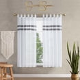 thumbnail image 4 of Window Curtain Panels with Tiebacks by Jessica Simpson, Sheer Faux Linen Tab Top, White, 38" x 63", 4 of 14