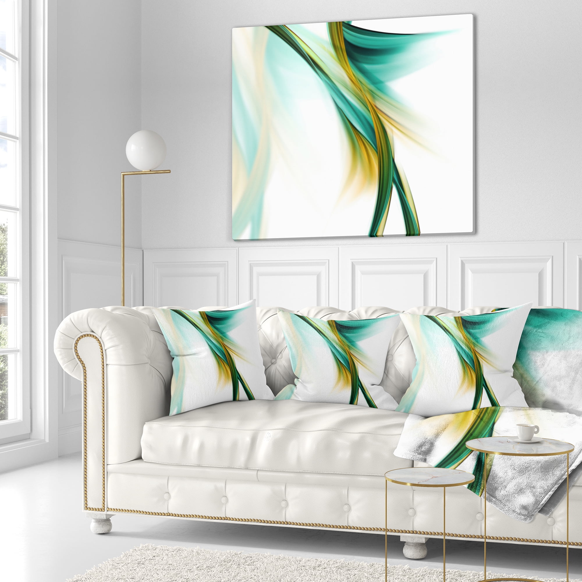 Designart Blue Gold Texture Pattern - Abstract Throw Pillow - 16x16