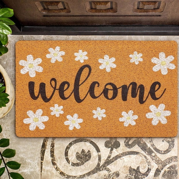 Spring Door Mat Outdoor Welcome Doormat Daisy Flower Door Mat Decorative Washable Non-Slip Entrance Rugs for Indoor Outdoor Home Bathroom Decor 16 x 24 Inch