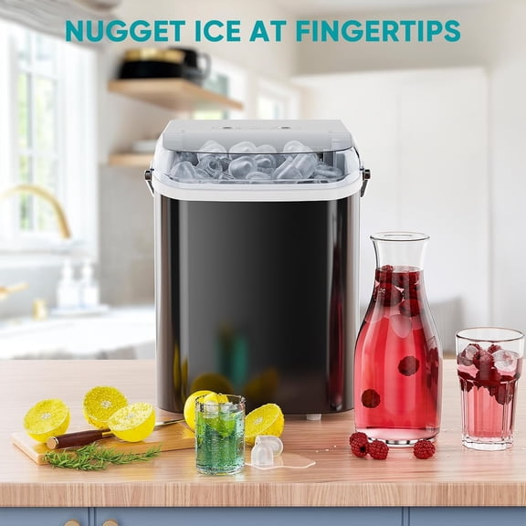 Countertop Ice Maker Machine, 9 Bullet Ice Cubes/6Min, 26 lbs/24H, Self-Cleaning Portable Ice Maker Machine, 2 Sizes Bullet Cubes Makers, Black
