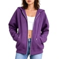thumbnail image 2 of Women's Full Zip Hoodie Drop Shoulder Long Sleeve Oversized Sweatshirt with Pockets Casual Outerwear, 2 of 8