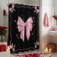 thumbnail image 3 of Valentine's Day Shower Curtain Pink Bow Tie Bathroom Curtains with Hooks, Waterproof Fabric Stars Ribbon Stripes Black Bath Shower Curtains Set for Bathroom Bathtubs Valentines Decor 72x72 Inch, 3 of 9