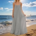 thumbnail image 3 of Womens Summer Sleeveless Backless Cami Dress Adjustable Spaghetti Strap Ruched Ruffle Hem Flowy Beach Vacation Sundress, 3 of 7