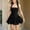 Black, variant on Women's Halter Ruffle Hem Mini Dress A Line Ruched Waist Corset Short Party Dresses