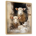 thumbnail image 2 of Designart "Rustic Ruminations Beige Sheep painting I" Animals Floater Framed Canvas Art Print, 2 of 7