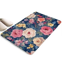 Pioneer Flower Floral Print Flannel Non Slip Door Rugs,Washable Door Mats Indoor,Decorative Door Mats,Dirt-Resistant and Absorbent Doormat for Entrance,Bedroom,Kitchen,Bathroom,23.5"x16"