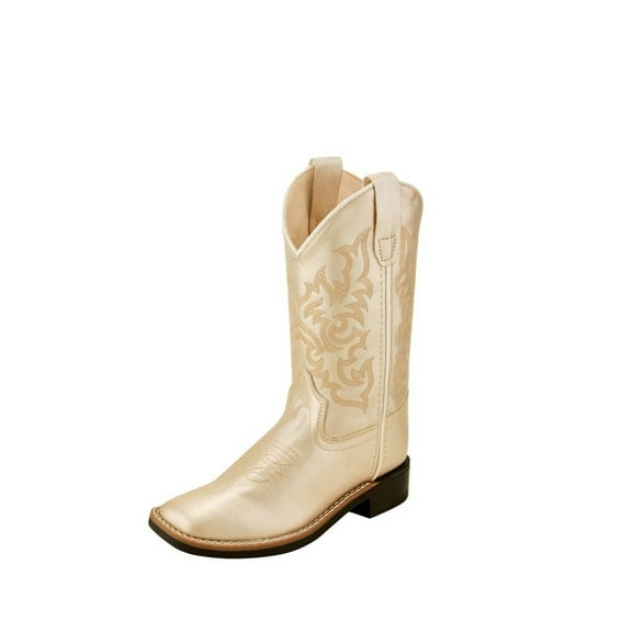 Old West Western Boots Girls Square Toe Leatherette Pull On VB9171